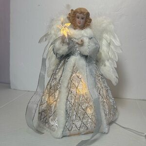 Elegant Silver and White Angel Tree Topper